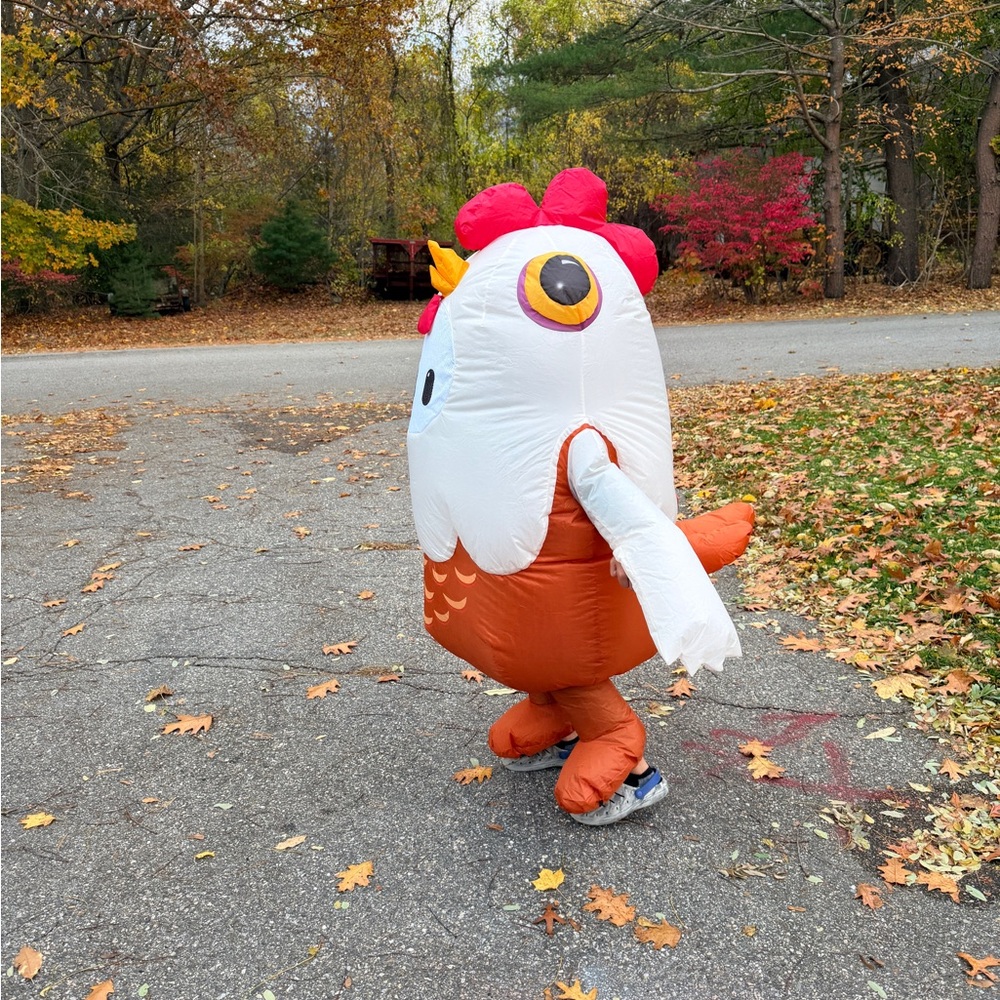 Kids Inflatable Chicken Costume - White and Orange